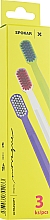 Парфумерія, косметика Набір зубних щіток "X", ультрам'які, салатово-блакитна + біло-рожева + фіолетово-біла - Spokar X