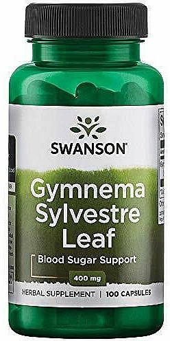 Пищевая добавка "Джимнема Сильвестра", 400мг, 100 капсул - Swanson Gymnema Sylvestre Leaf — фото N1