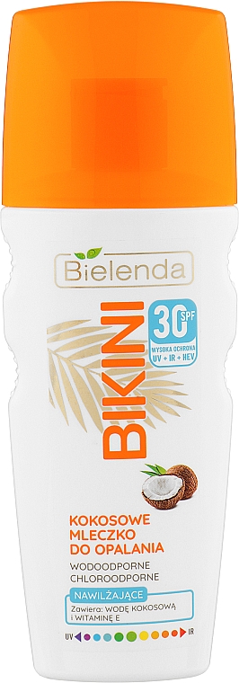 Сонцезахисне кокосове молочко SPF30 - Bielenda Bikini Moisturizing Suntan Milk