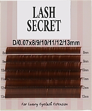 Накладні вії, темно-коричневі, mix, 6 ліній (0,07, D, (8-13)) - Lash Secret — фото N1