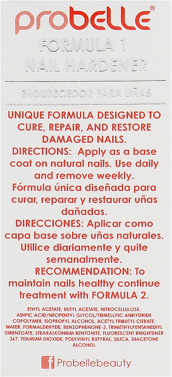 Засіб для лікування і відновлення пошкоджених нігтів - Probelle Touch-Grow Nail Hardener (Formula 1) — фото N3