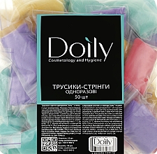 Трусики-стринги женские из спанбонда для спа-процедур, разноцветные - Doily — фото N1