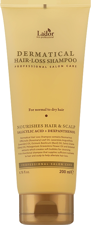 Безсульфатний шампунь для нормального й сухого волосся - La’dor Dermatical Hair-Loss Shampoo — фото N1