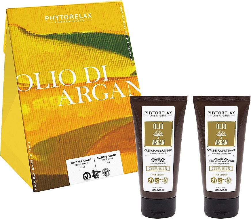 Набор - Phytorelax Laboratories Argan (h/cr/75ml + h/scrub/75ml) — фото N1