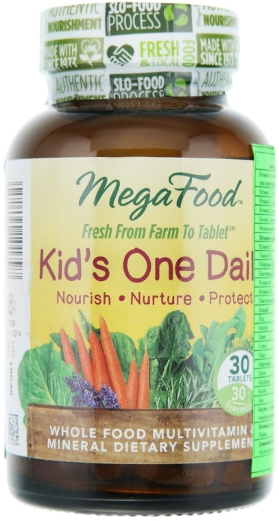 Мультивитамины "Одна таблетка в день для детей и подростков" - Mega Food Kid’s One Daily Vegetarian Dietary Supplement — фото N1