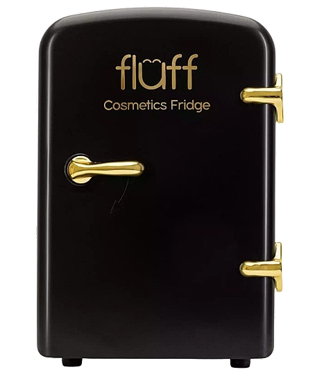 Косметический мини-холодильник, черный с золотым логотипом - Fluff Cosmetic Fridge — фото N1