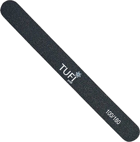 Прямая пилочка для ногтей 100/180, черная - Tufi Profi Premium — фото N1