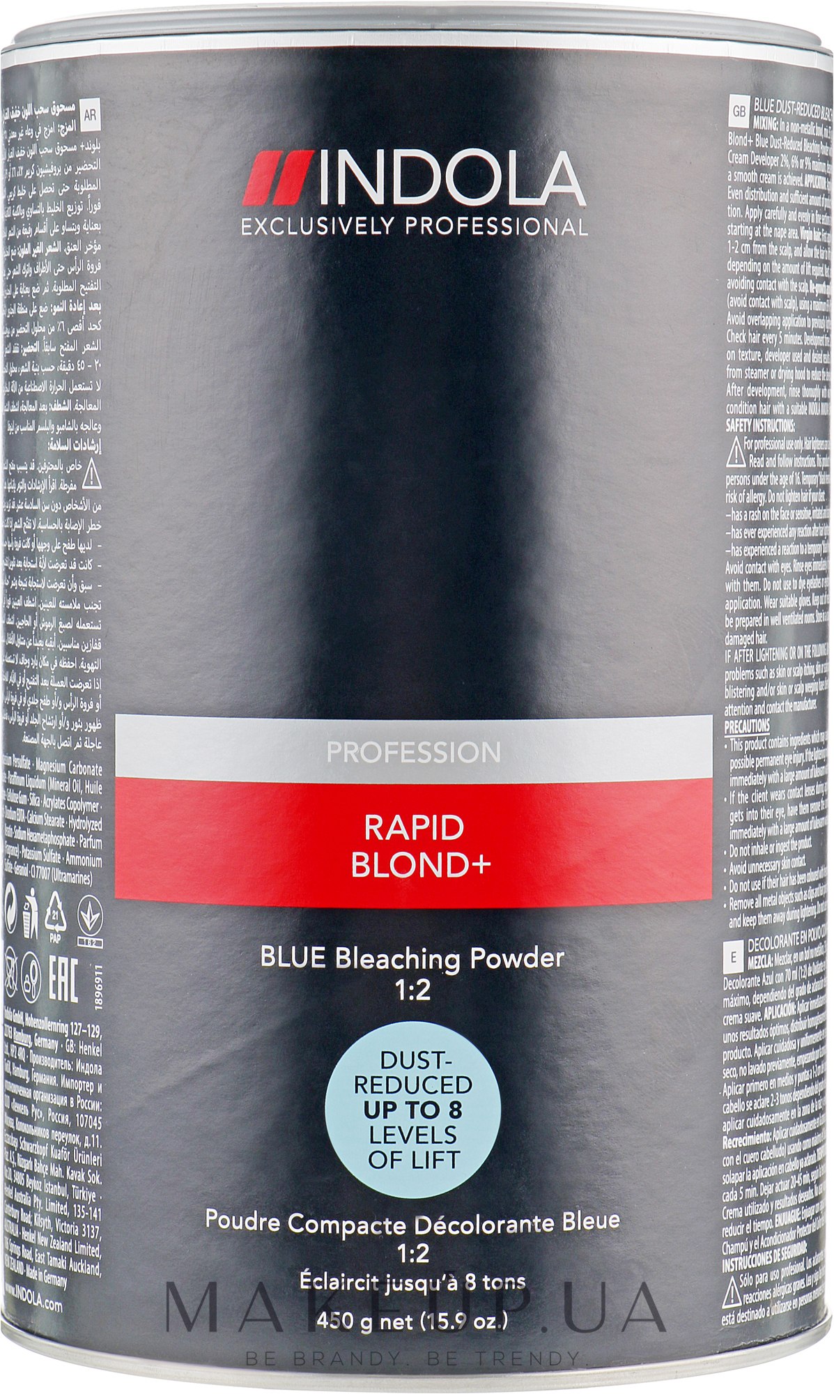 Безпиловий освітлюючий порошок блакитний - Indola Profession Rapid Blond+ Blue Dust-Free Powder — фото 450g