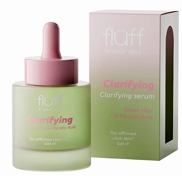 Сыворотка для лица с зеленой глиной и гликолевой кислотой - Fluff Clarifying Serum — фото N1