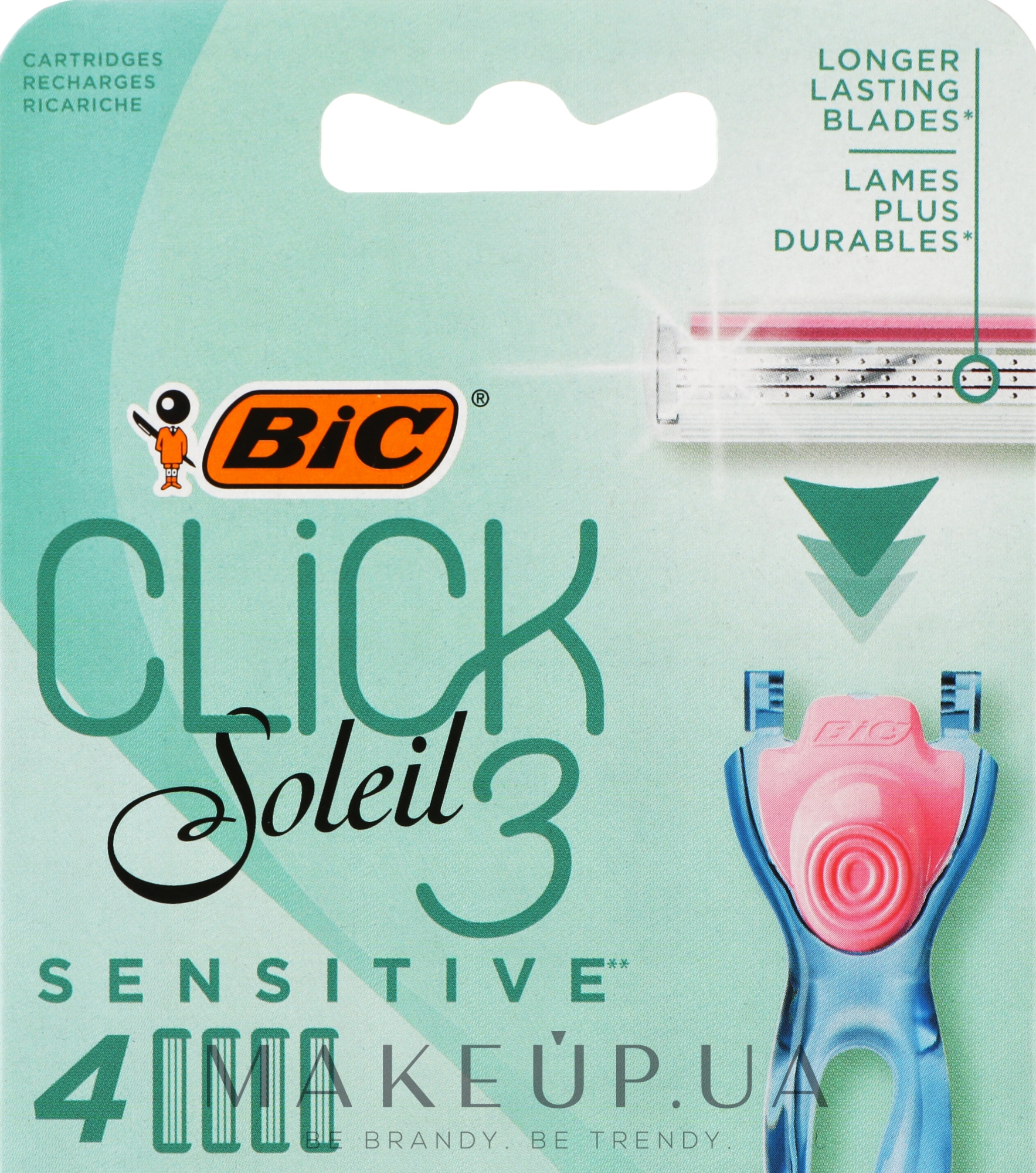 Змінні касети для гоління, 4 шт. - Bic Click 3 Soleil Sensitive — фото 4шт