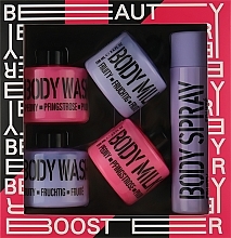 Набір "Рожева півонія і фруктовий пурпур" - Mades Cosmetics Beauty Booster (sh/gel/2x100ml + b/ilk/2x100ml + b/spray/100ml) — фото N1
