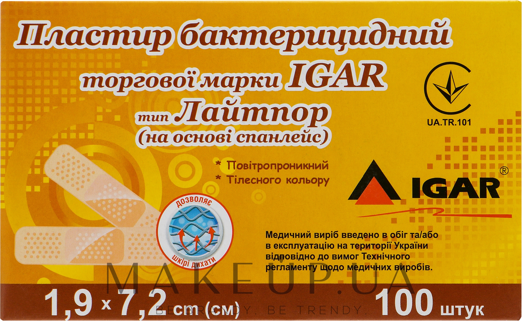 Пластир бактерицидний "Лайтпор на основі спанлейсу", 1.9х7.2 см, 100 шт. - Igar — фото 100шт