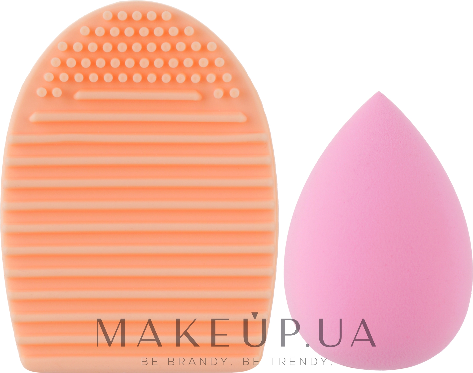 Набір спонжів для макіяжу та вмивання, 2 в 1, PF-53, персиковий + світло-рожевий - Puffic Fashion — фото 2шт