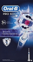 Электрическая зубная щетка, насадка с розовой серединкой - Oral-B Pro 600 White & Clean — фото N1