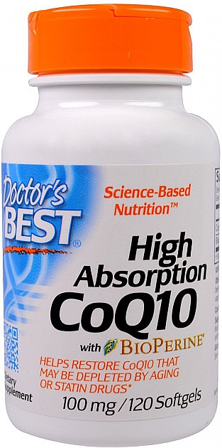Коэнзим Q10 высокой абсорбации - Doctor's Best High Absorption CoQ10 with BioPerine, 100 mg, 120 Softgels — фото N1