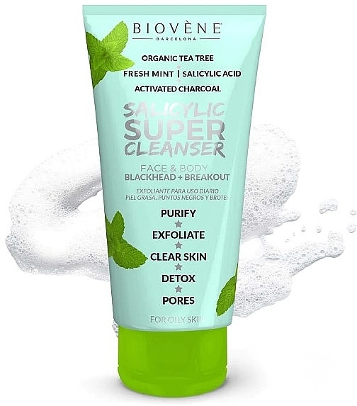 Гель для очищення обличчя та тіла із саліциловою кислотою - Biovene Salicylic Super Cleanser — фото N2