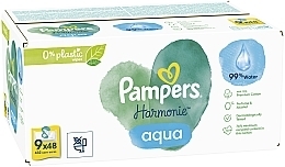 Дитячі вологі серветки, 9x48 шт. - Pampers Harmonie Aqua Body Wipes — фото N3