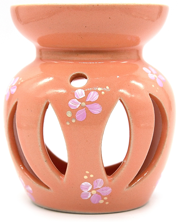 Аромалампа "Тыква" персиковая с сиренево-белыми цветами - Flora Secret — фото N2