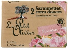 Мило екстраніжне, з екстрактом півонії - Le Petit Olivier 2 Extra Mild Soap Bars Pion — фото N1