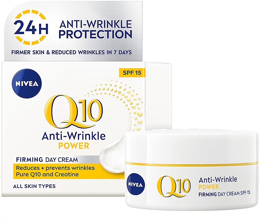 Зміцнюючий денний крем проти зморщок - NIVEA Q10 Power Anti-Wrinkle Firming Day Cream SPF15