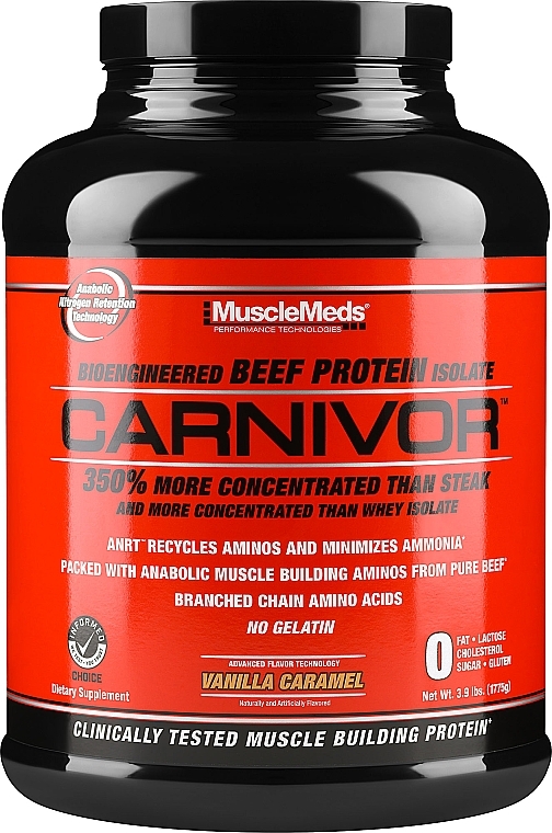 Протеин говяжий, ваниль-карамель - MuscleMeds Carnivor Beef Protein Powder Vanilla Caramel — фото N1