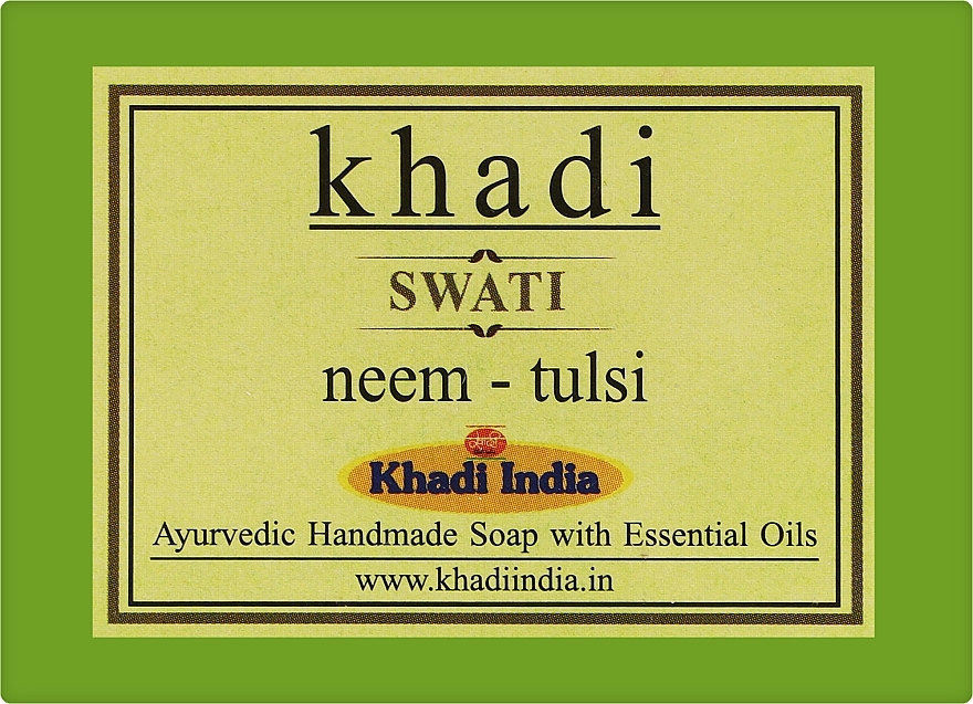 Мыло ручной работы "Базилик и Ним" - Khadi Swati Neem Tulsi Handmade Soap — фото N1