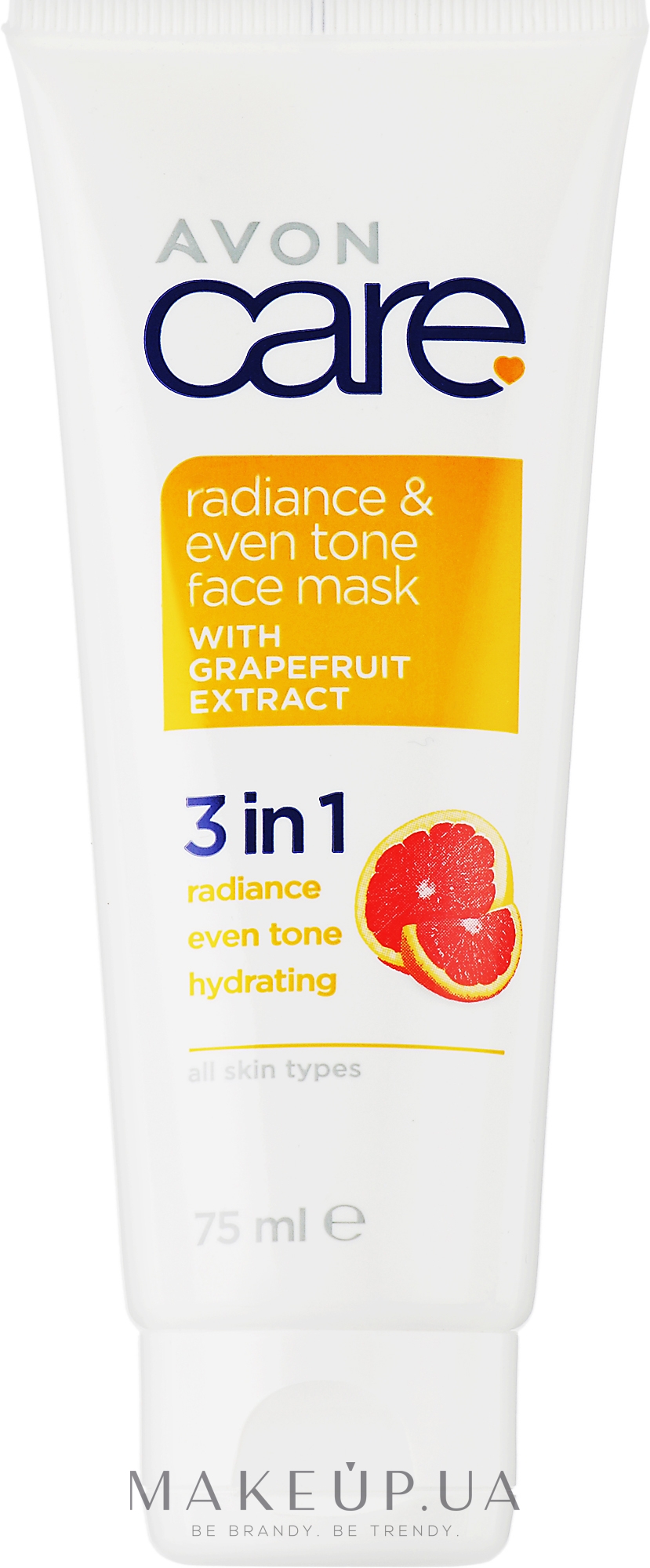 Маска для обличчя "Сяйво та рівний тон" з екстрактом грейпфрута 3 в 1 - Avon Care Radiance & Even Tone Face Mask — фото 75ml