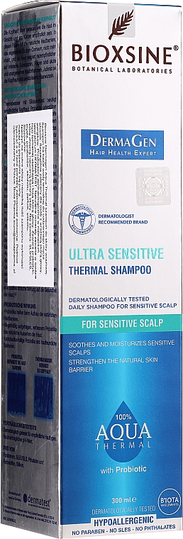 Ультрачувствительный термальный шампунь для чувствительной кожи головы - Biota Bioxsine DermaGen Aqua Thermal Ultra Sensitive Thermal Shampoo — фото N3