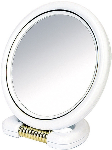Двостороннє дзеркало кругле, на підставці, біле, 18,5 см - Donegal Mirror — фото N1