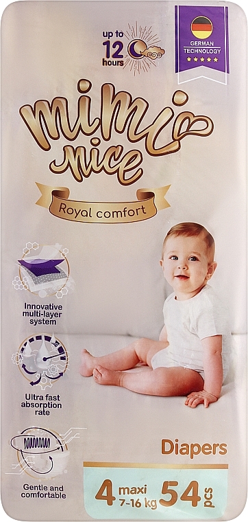 Подгузники Royal Comfort 4 Maxi (7-16кг, 54шт) - Mimi Nice — фото N1