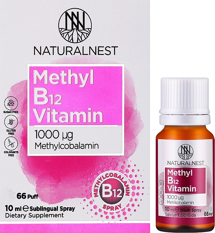 Дієтична добавка "Вітамін B12", спрей - NaturalNest Vitamin B12 1000 mcg — фото N2
