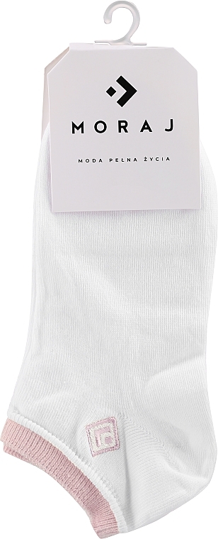 Шкарпетки, білі з рожевою вставкою - Moraj — фото N1