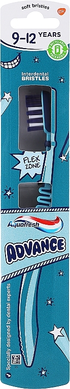 Дитяча зубна щітка, 9-12 років, бірюзова - Aquafresh Advance Soft Bristles — фото N1