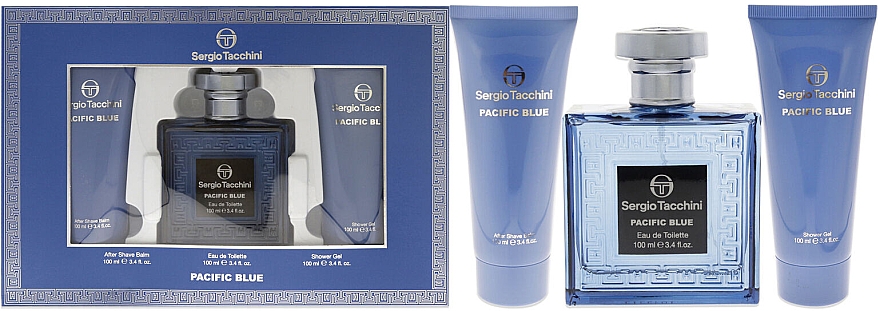 Sergio Tacchini Pacific Blue - Набор (edt/100ml + ash/balm/100ml + sh/gel/100ml) — фото N1