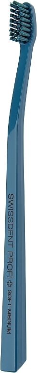 Зубна щітка, середньо-м'яка, синя із синьою щетиною - Swissdent Profi Colours Soft-Medium — фото N1