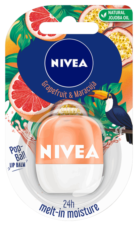 Бальзам для губ - NIVEA Pop-Ball Grapefruit & Maracuja Lip Balm — фото N1