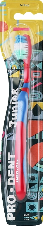 Зубна щітка "Junior", м'яка, червоно-синя - Pro Dent — фото N1