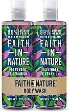 Духи, Парфюмерия, косметика Набор - Faith in Nature Lavender & Geranium Banded (b/wash/2x400ml)