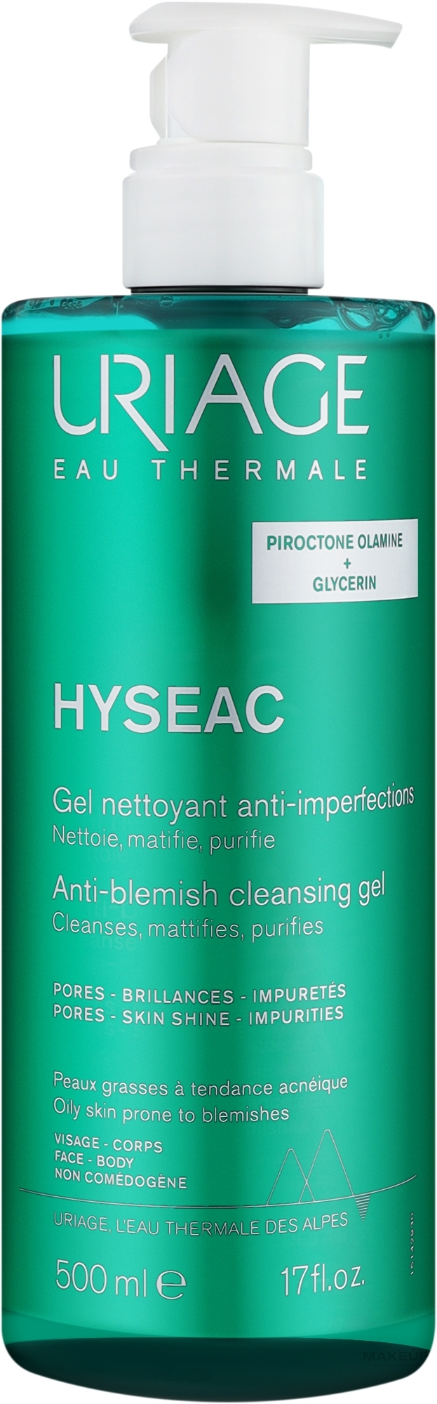 Очищающий гель для умывания - Uriage Hyseac Anti-blemish Cleansing Gel (с дозатором) — фото 500ml