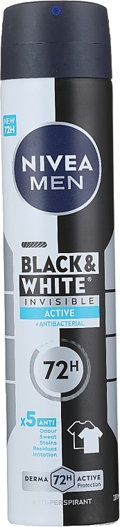 Антиперспирант - NIVEA MEN Invisible for Black & White Active 72H Anti-Perspirant — фото N1