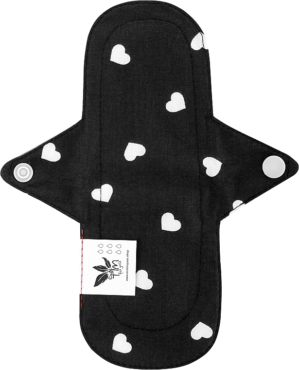 Прокладка для менструації Нормал 2 краплі, сердечка на чорному - Ecotim For Girls