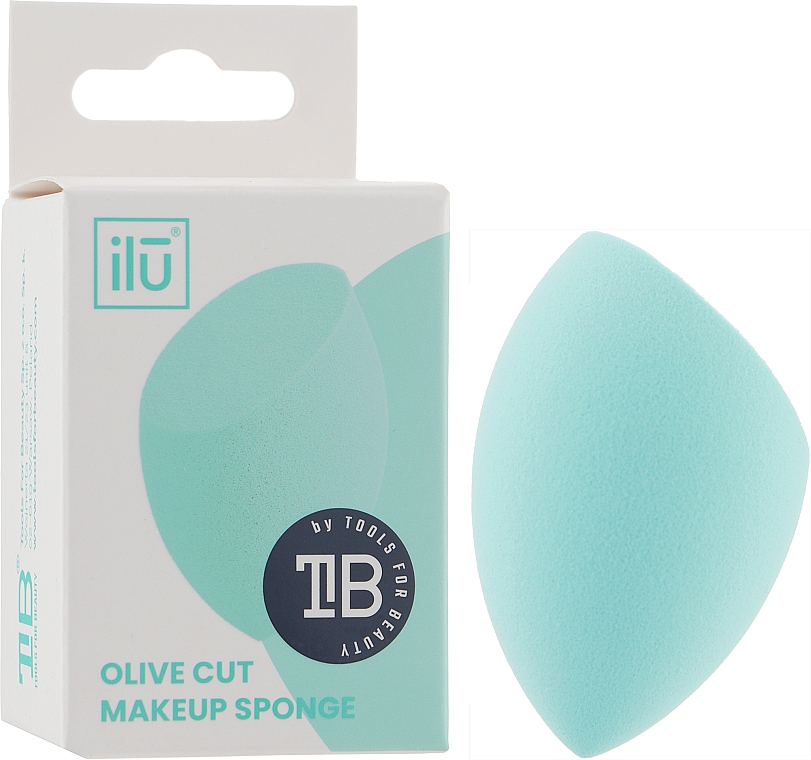Спонж для макияжа с плоским срезом, бирюзовый - Ilu Sponge Olive Cut Turquoise — фото N2