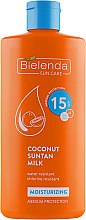 Духи, Парфюмерия, косметика Кокосовое молочко для загара SPF15 - Bielenda Bikini Moisturizing Suntan Milk Medium Protection