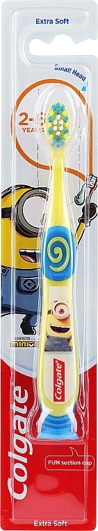 Детская зубная щетка, 2-6 лет, желто-синяя, миньоны 3 - Colgate Smiles Kids Extra Soft — фото N1