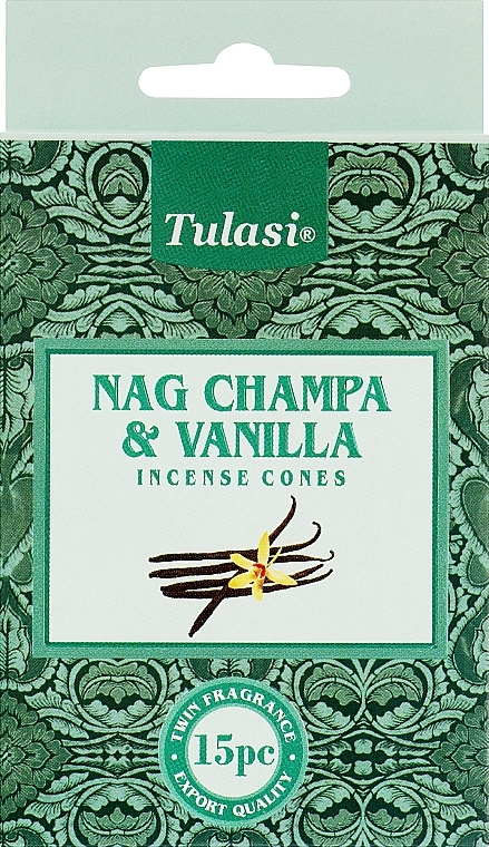 Благовония конусы "Наг Чампа и ваниль" - Tulasi Nag Champa & Vanilla Incense Cones