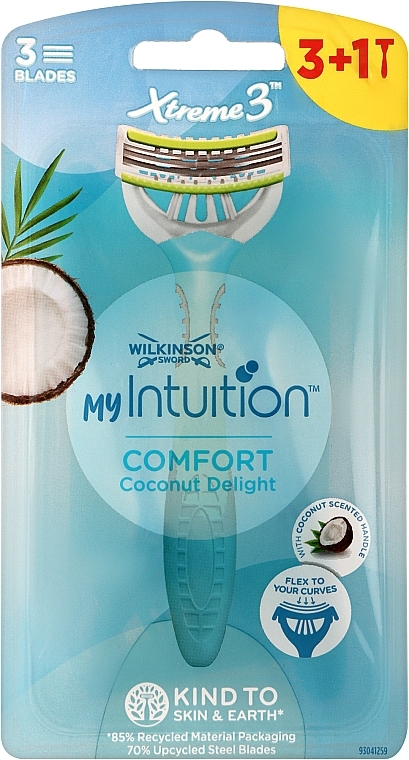Бритва одноразова, 4 шт. - Wilkinson Sword Xtreme 3 My Intuition Comfort Coconut Delight — фото N1