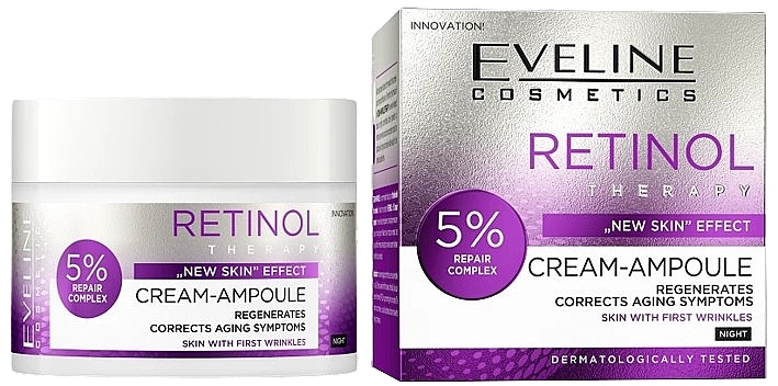 Крем-ампула для обличчя проти перших ознак старіння - Eveline Cosmetics Retinol Therapy Cream-Ampoule — фото N1