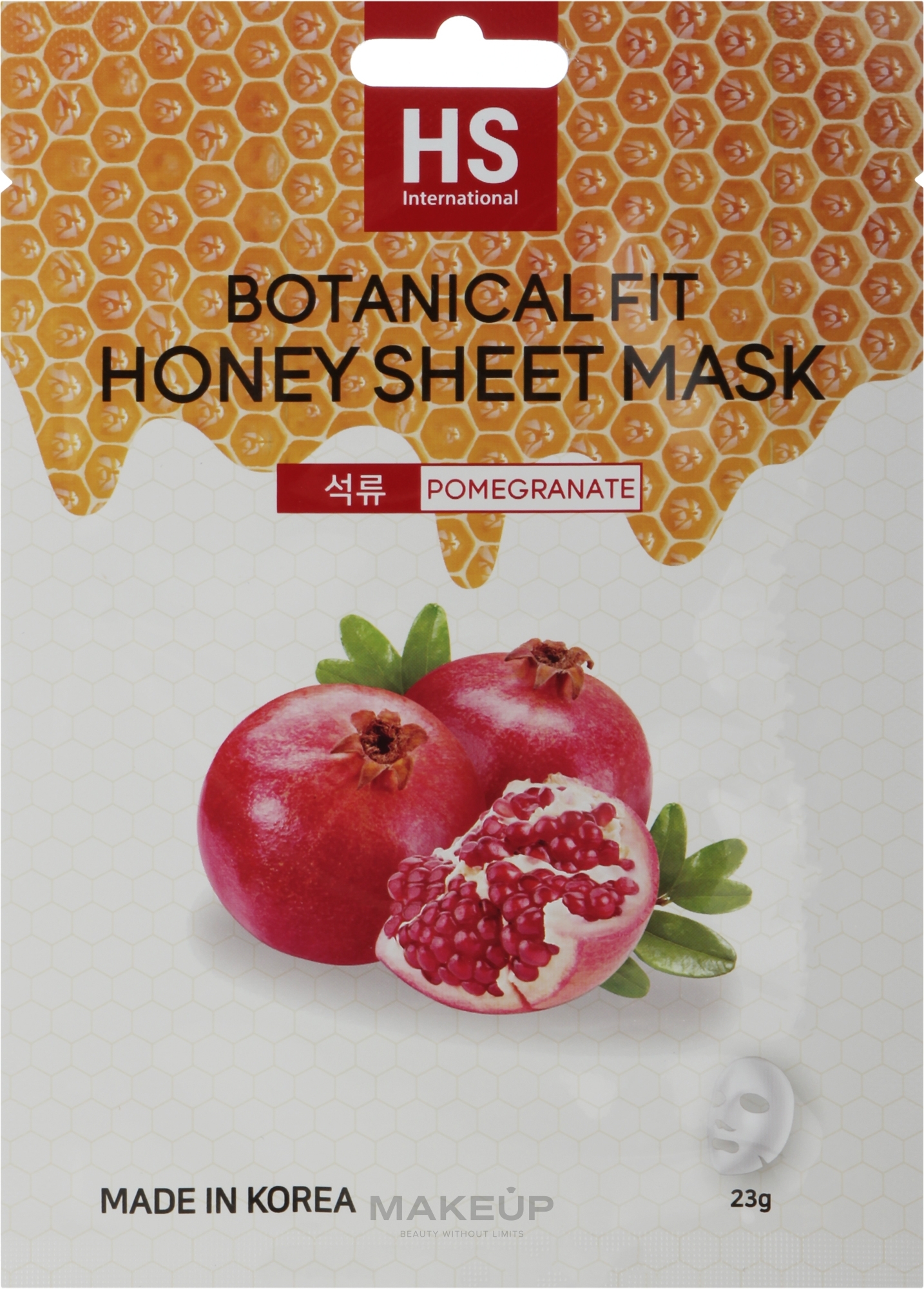Маска тканинна для обличчя з медом та екстрактом гранату - V07 Botanical Fit Honey Sheet Mask Pomegranate — фото 23g
