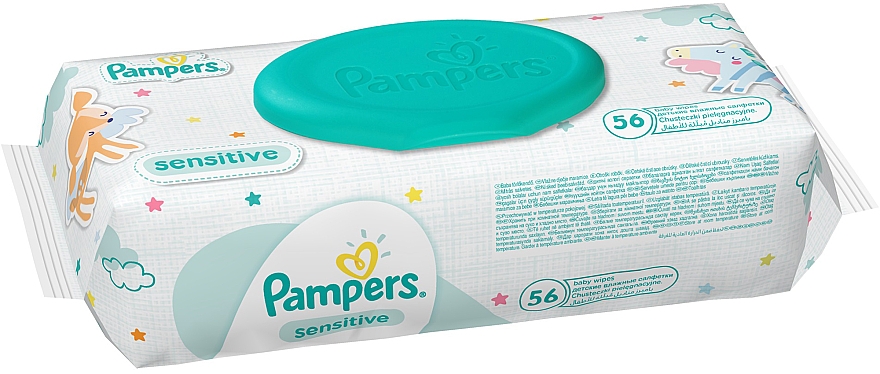 Детские влажные салфетки Sensitive, 56 шт - Pampers — фото N3