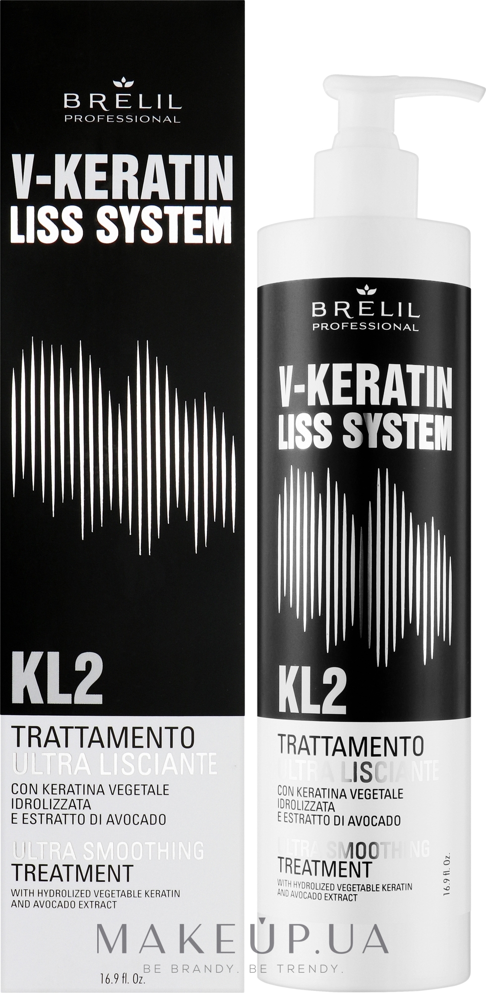 Ультраразглаживающее средство для волос - Brelil V-Keratin Liss System KL2 Ultra Smoothing Treatment — фото 500ml